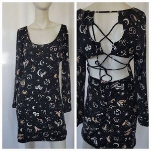 Derek heart black multicolor open back horoscopes dress juniors size XL